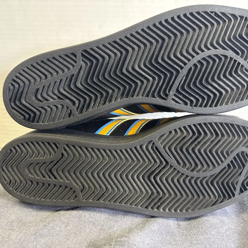 Adidas Superstar Mens Size 7 Black Gold Blue Athletic Lifestyle Shoes Sneakers